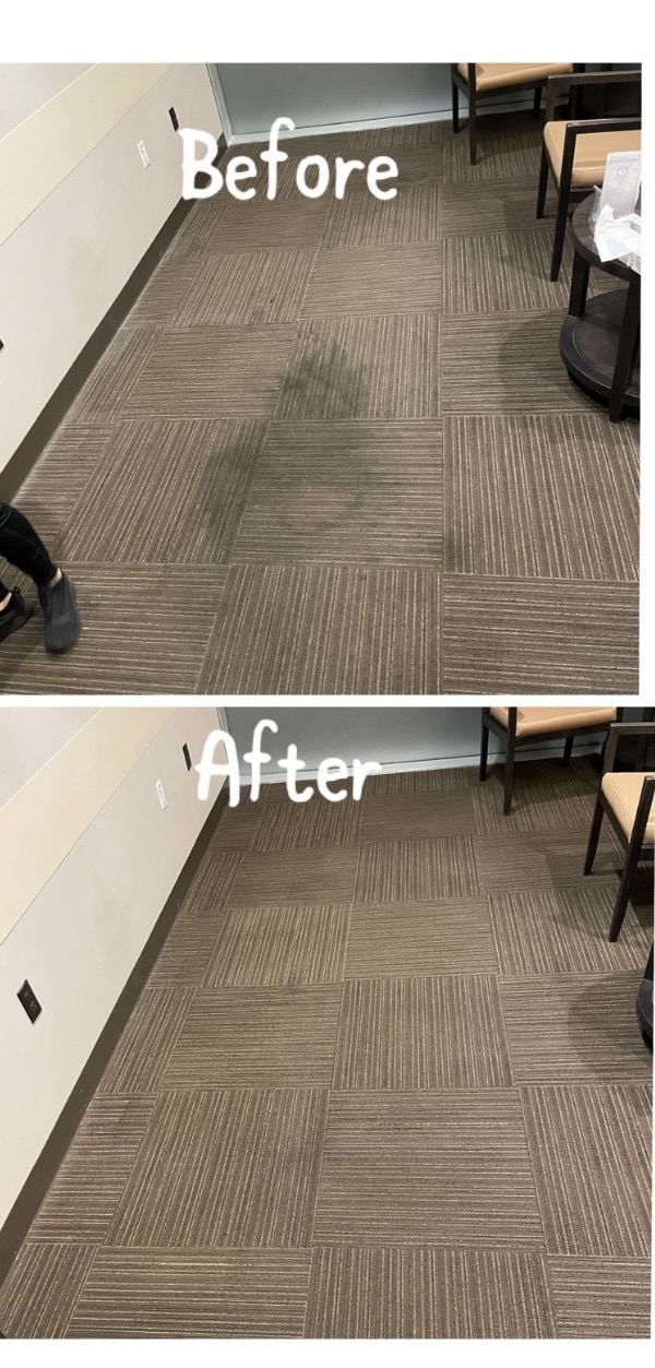 Before and after carpet cleaning