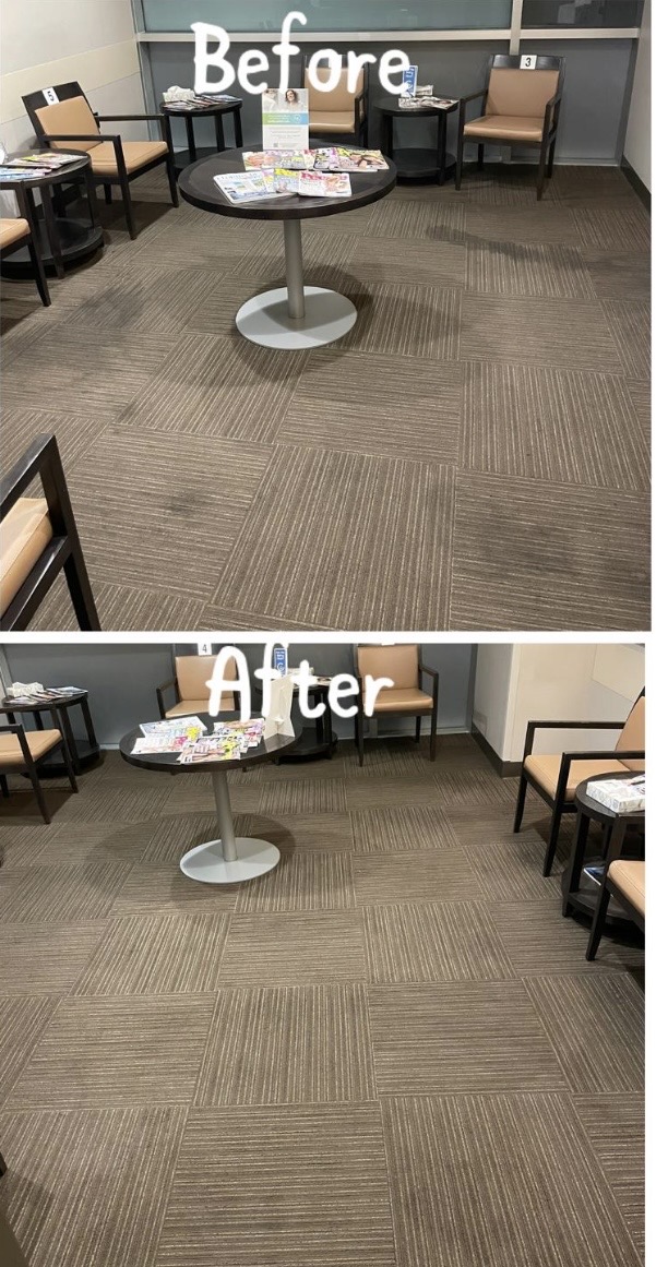Before and after office carpet cleaning