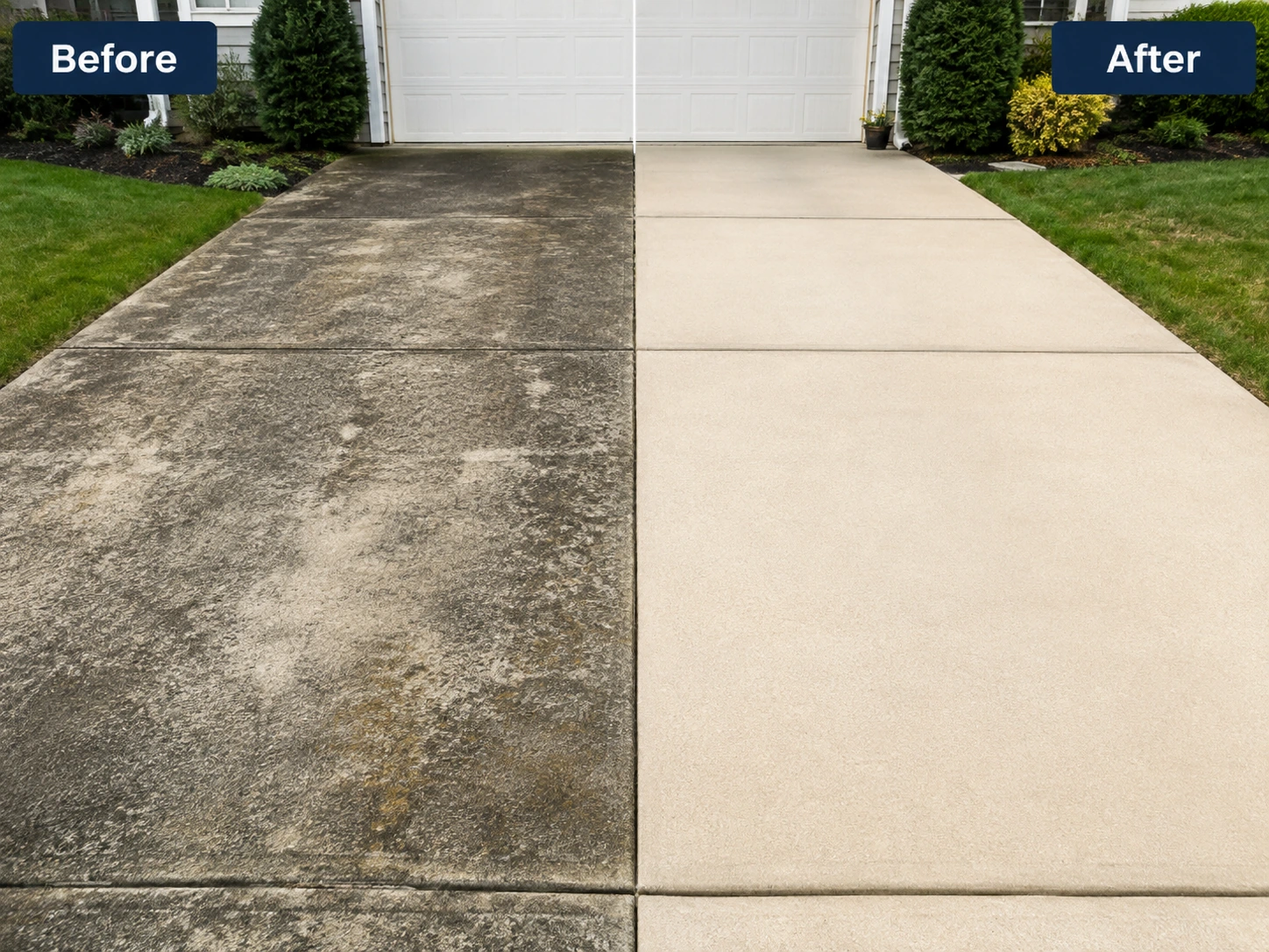 Pressure cleaning before and after result