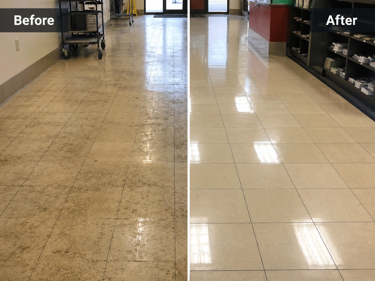 Scrub floor before and after result